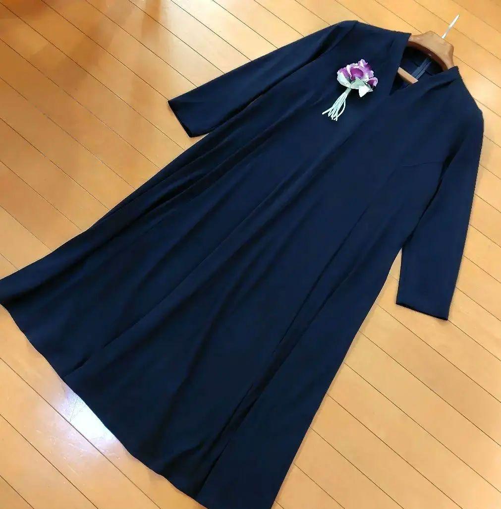 レリアン 近年モデル ネイビー 長袖 カットソーワンピース13+XL