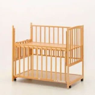 ヤマサキ国産ベビーベッドツーオープンハイタイプベッドナチュラル標準サイズ説明書付