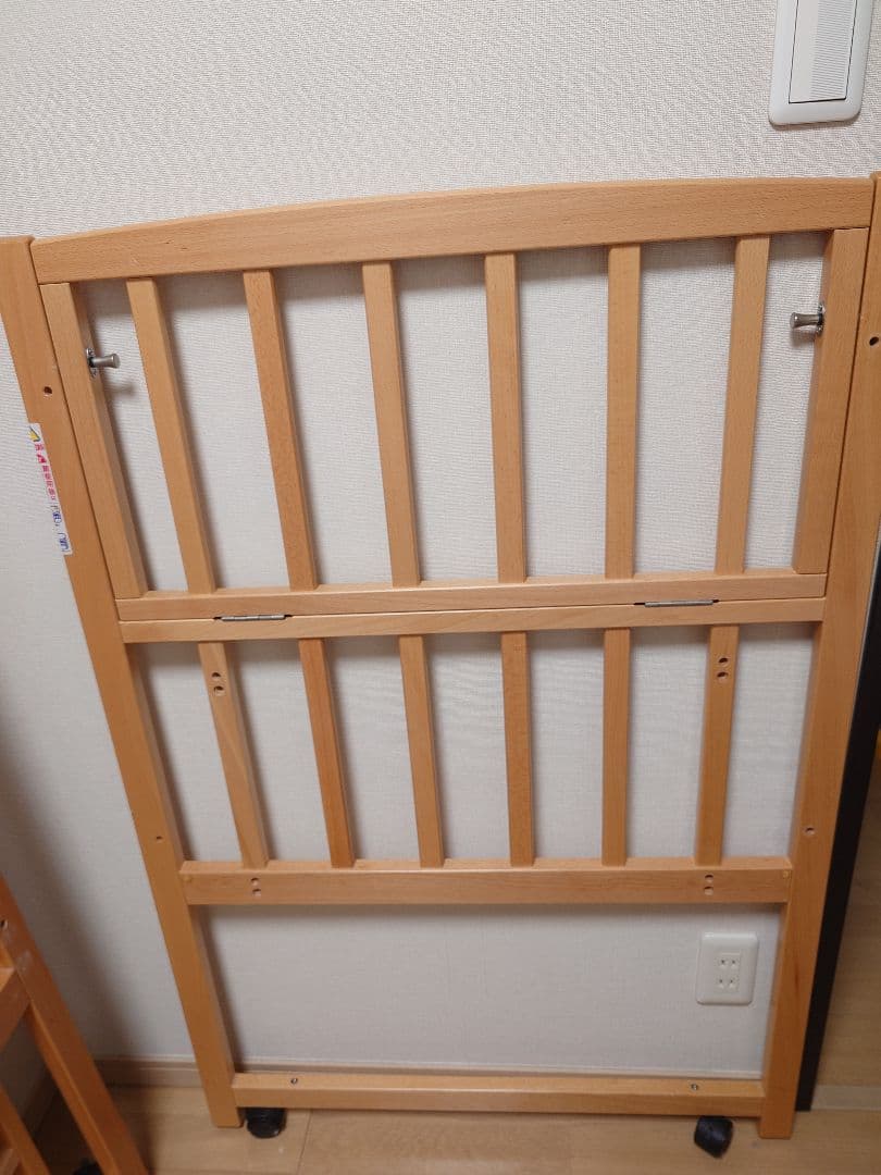 ヤマサキ国産ベビーベッドツーオープンハイタイプベッドナチュラル標準サイズ説明書付