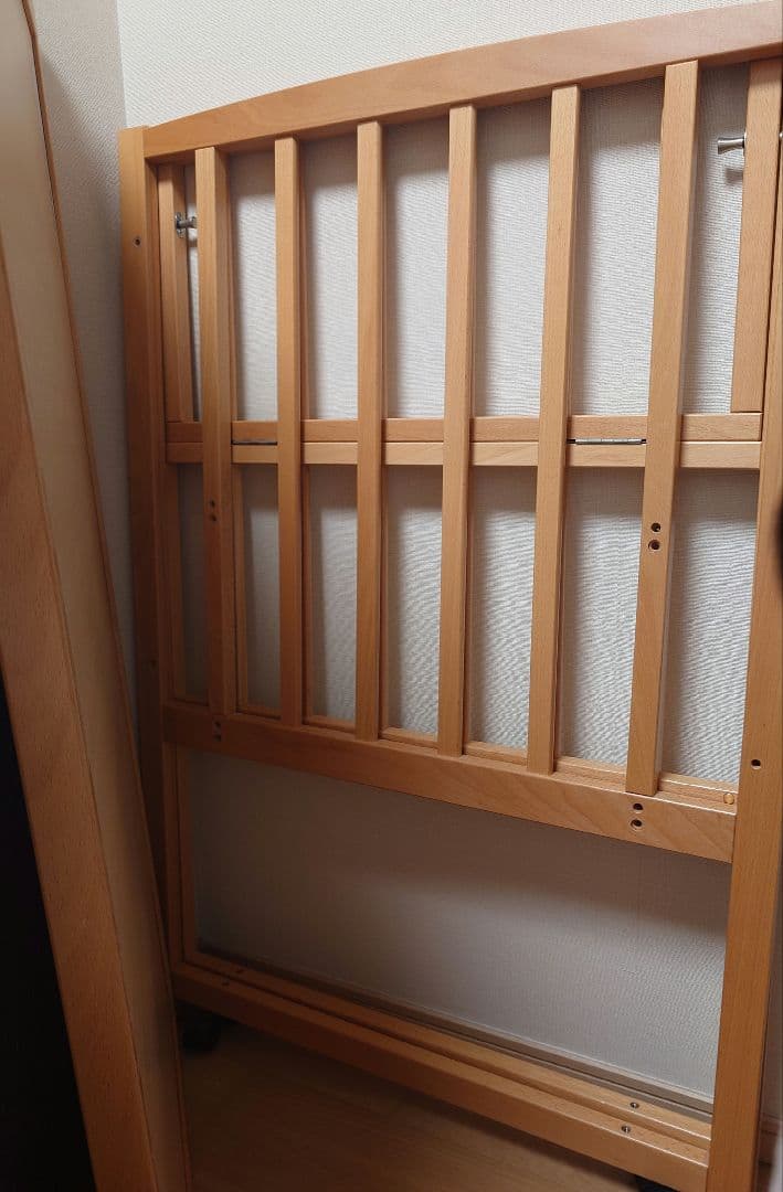 ヤマサキ国産ベビーベッドツーオープンハイタイプベッドナチュラル標準サイズ説明書付