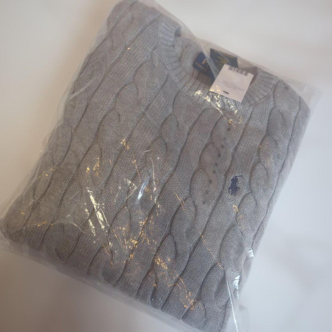 【新品】Polo Ralph Lauren ケーブルニットセーター S グレー
