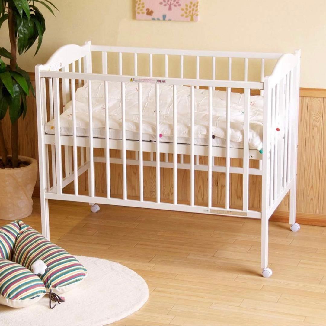 石崎家具ベビーベッド ワンタッチハイベッド パル ホワイト