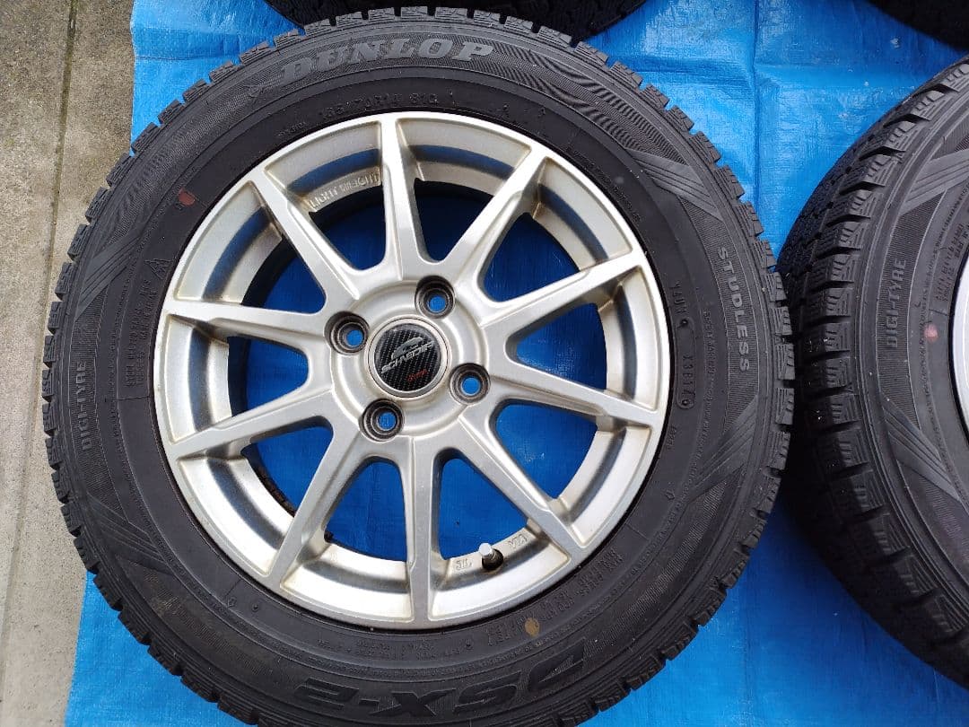 155/65R14【1/2】スタッドレスタイヤ、アルミホイール付、2本分割