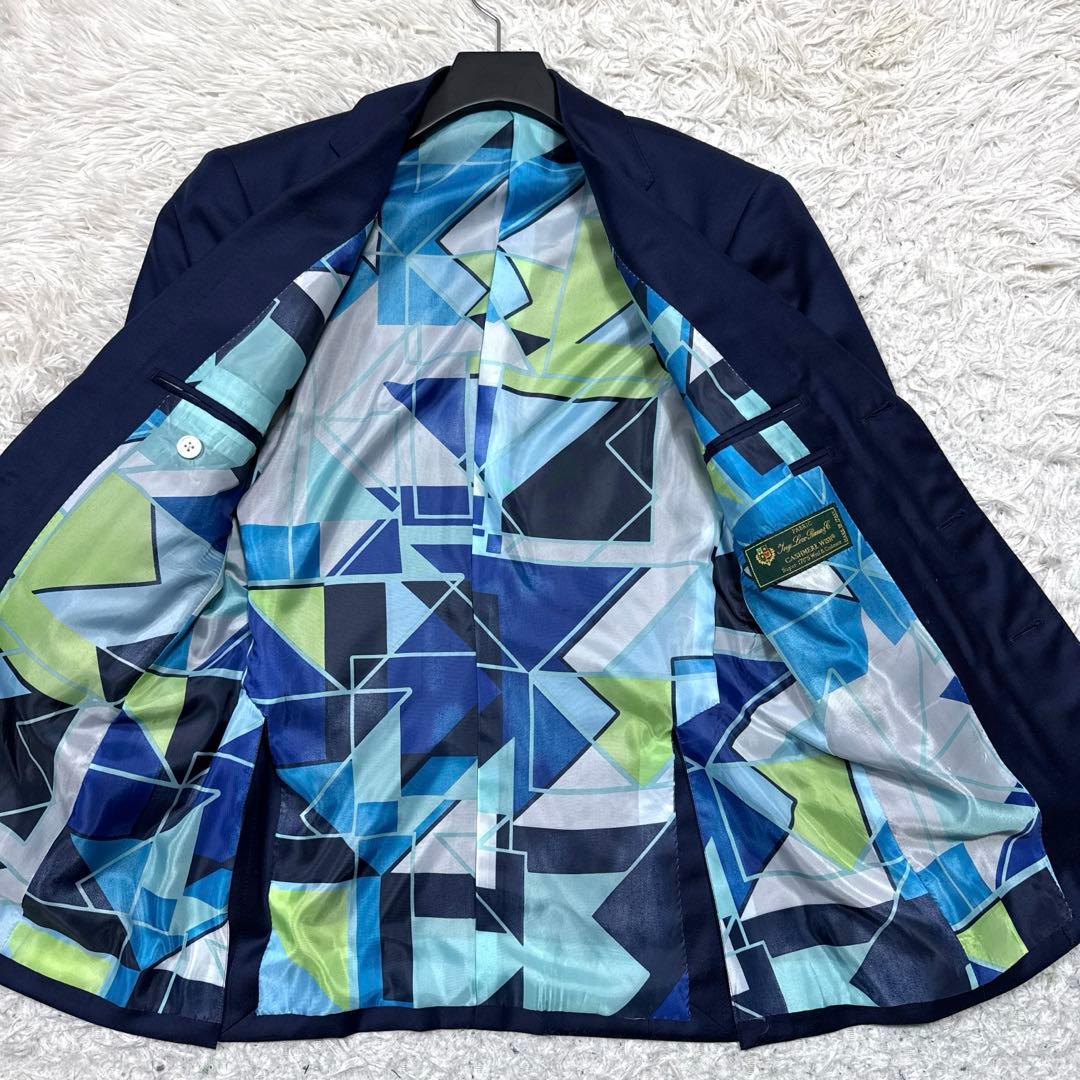 極美品　ロロピアーナ　テーラードジャケット　カシミヤ混　SUPER170's 紺