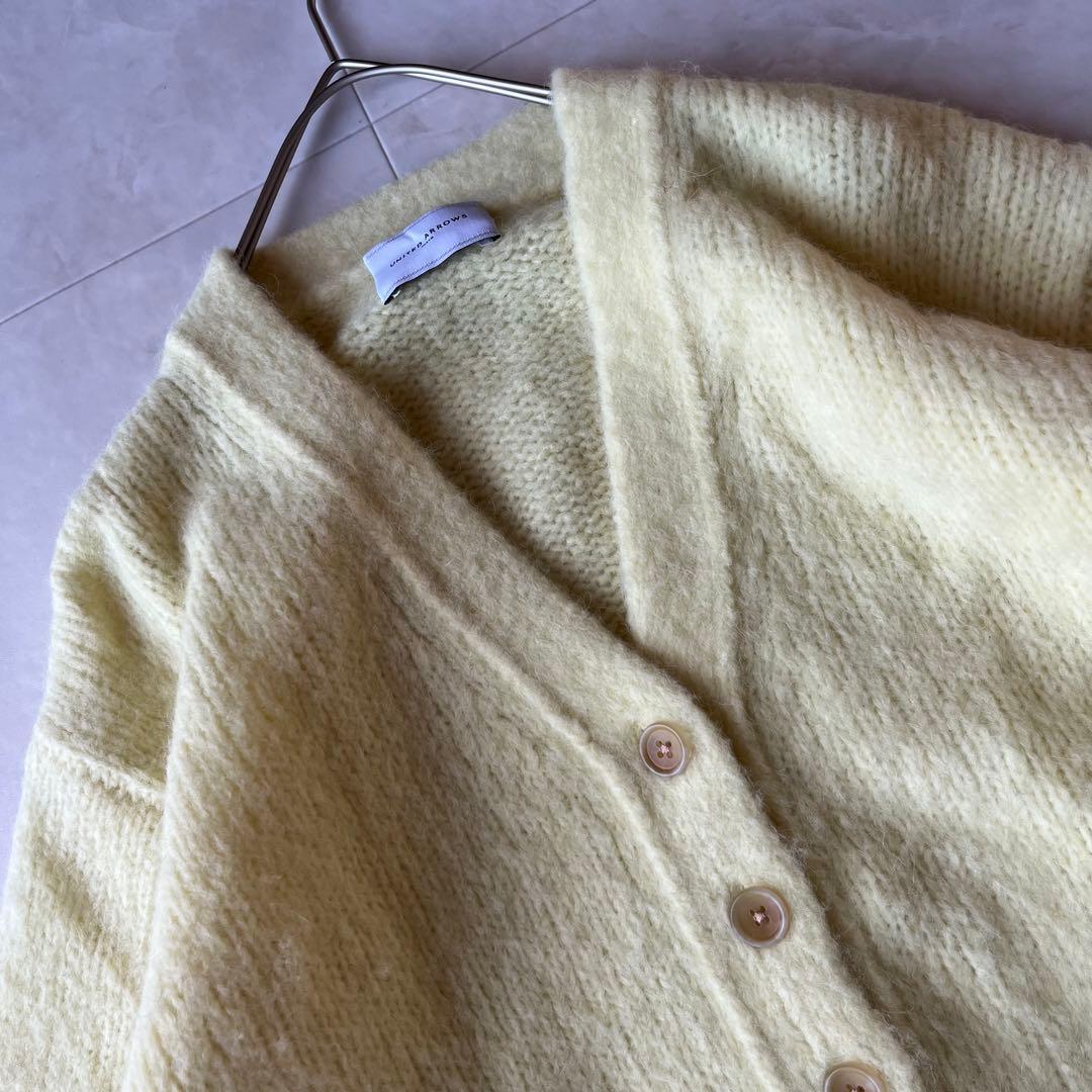 ユナイテッドアローズ✨上質ふわもこアルパカVネックニットカーデ　黄