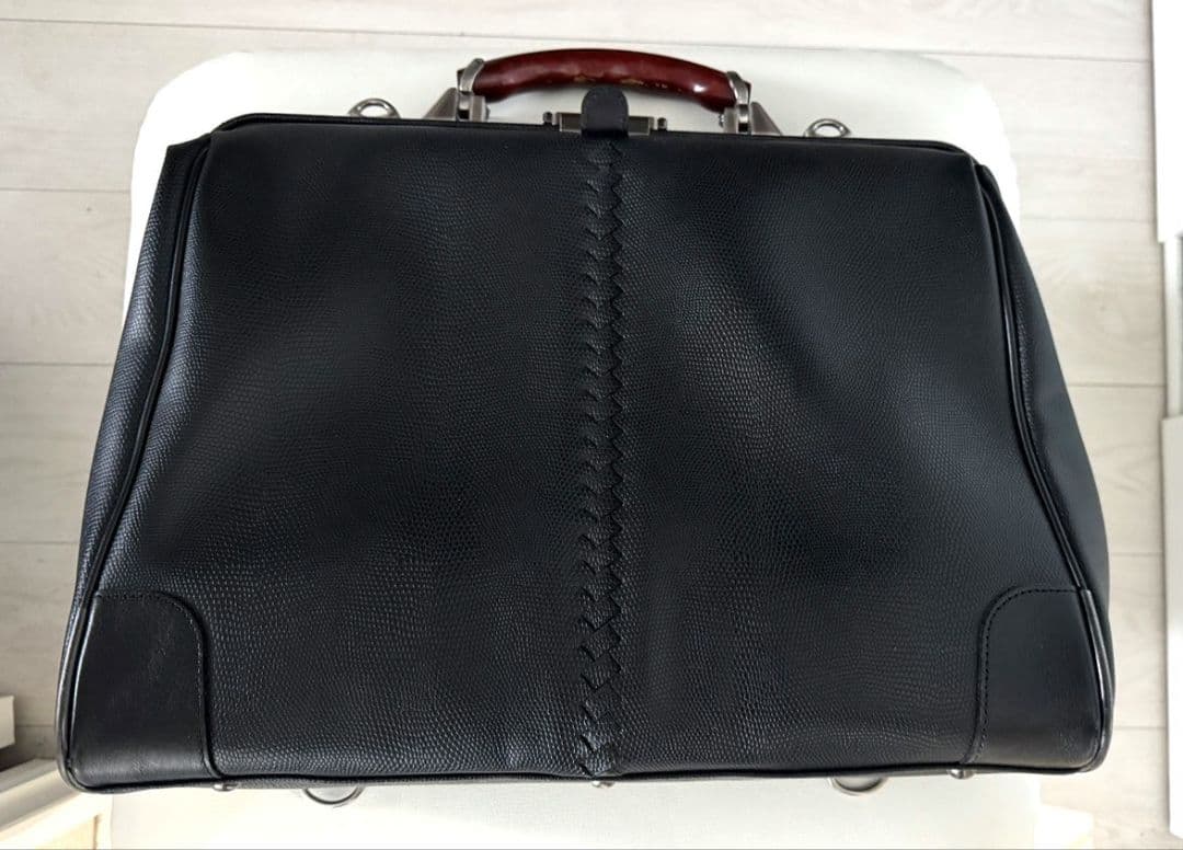 横型ダレスバッグ リザードPVC ブラック Mサイズ