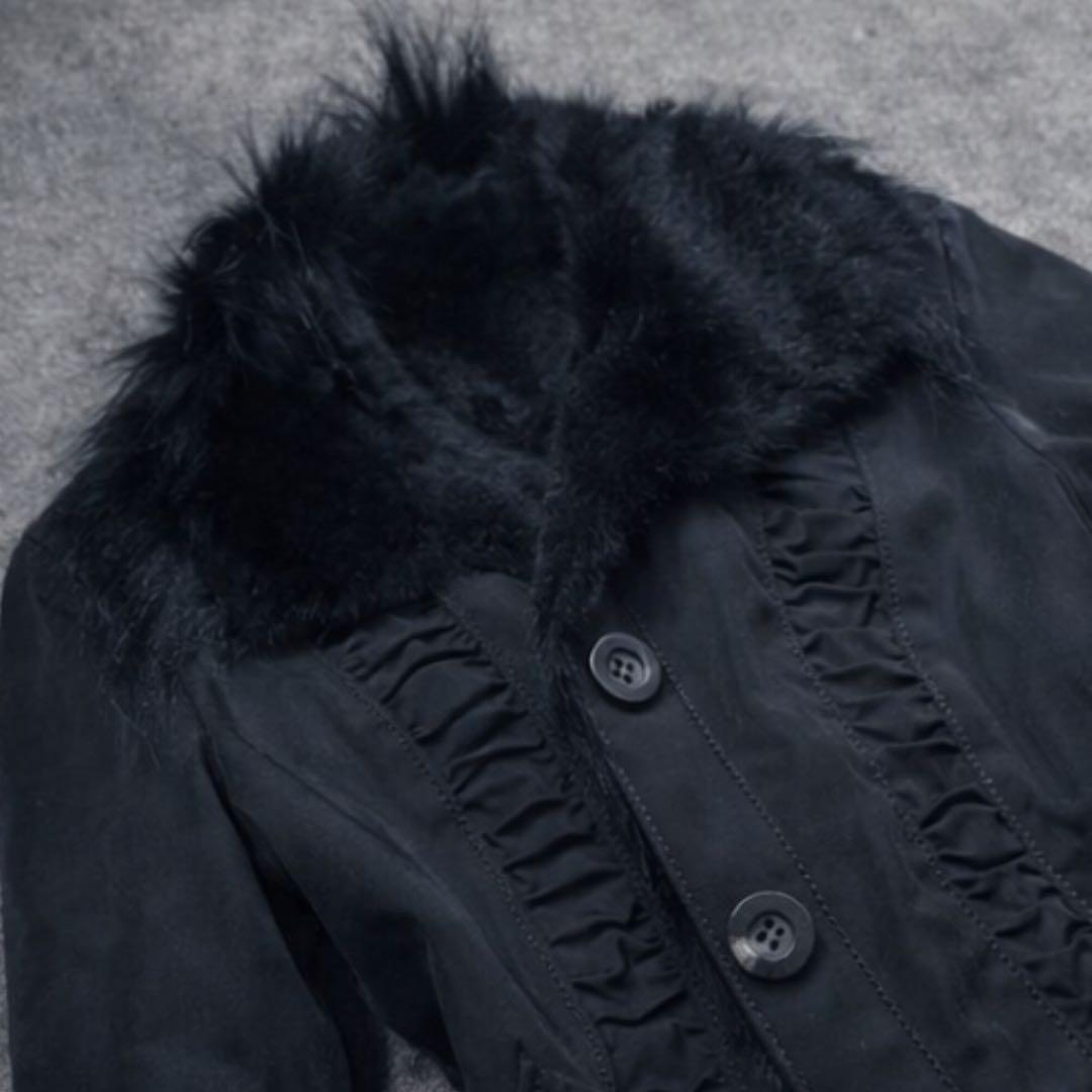 y2k ラビットファー ベルトジャケット opium系 ダークコア NANA