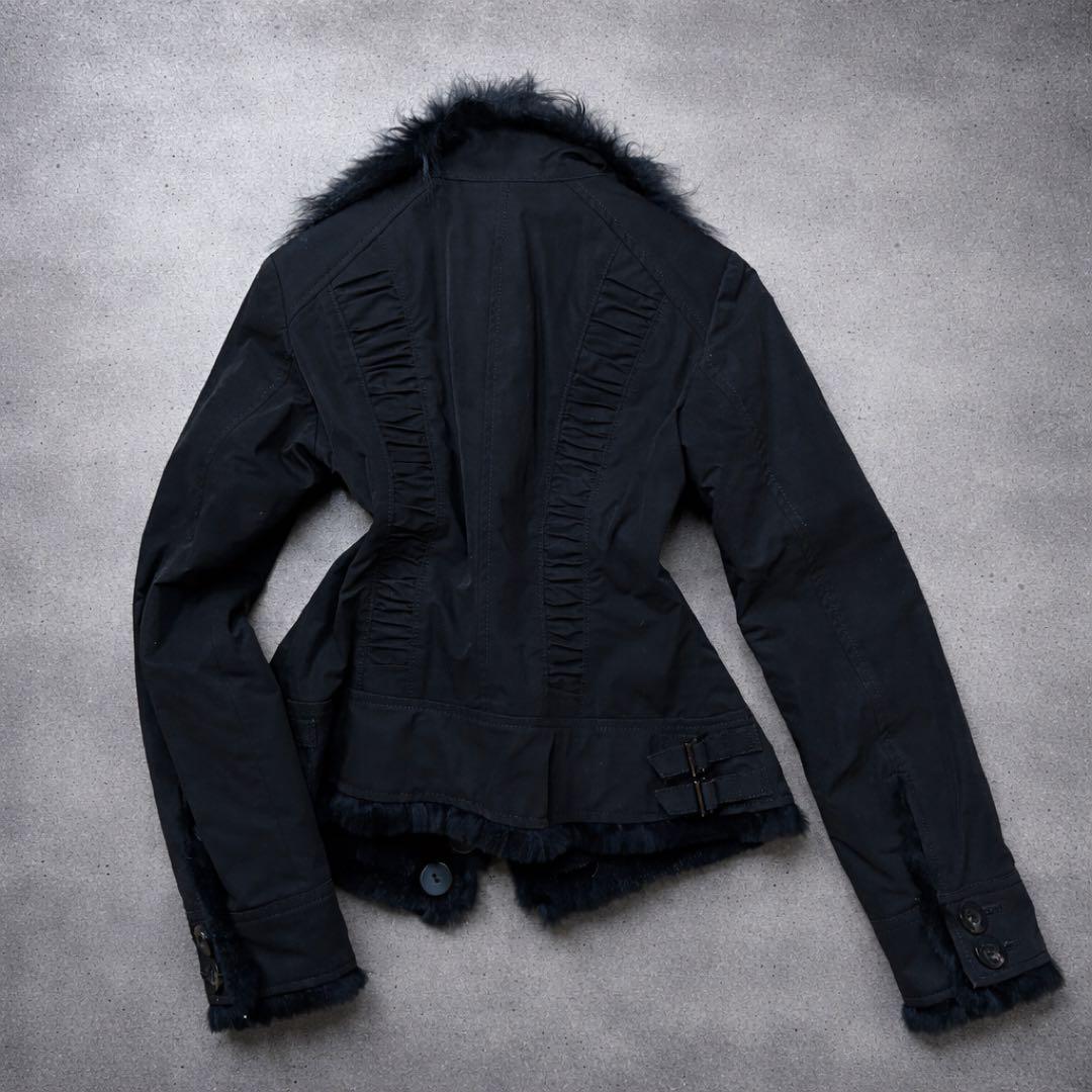 y2k ラビットファー ベルトジャケット opium系 ダークコア NANA