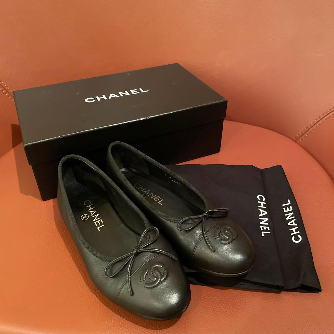 CHANEL ブラック バレエシューズ　37