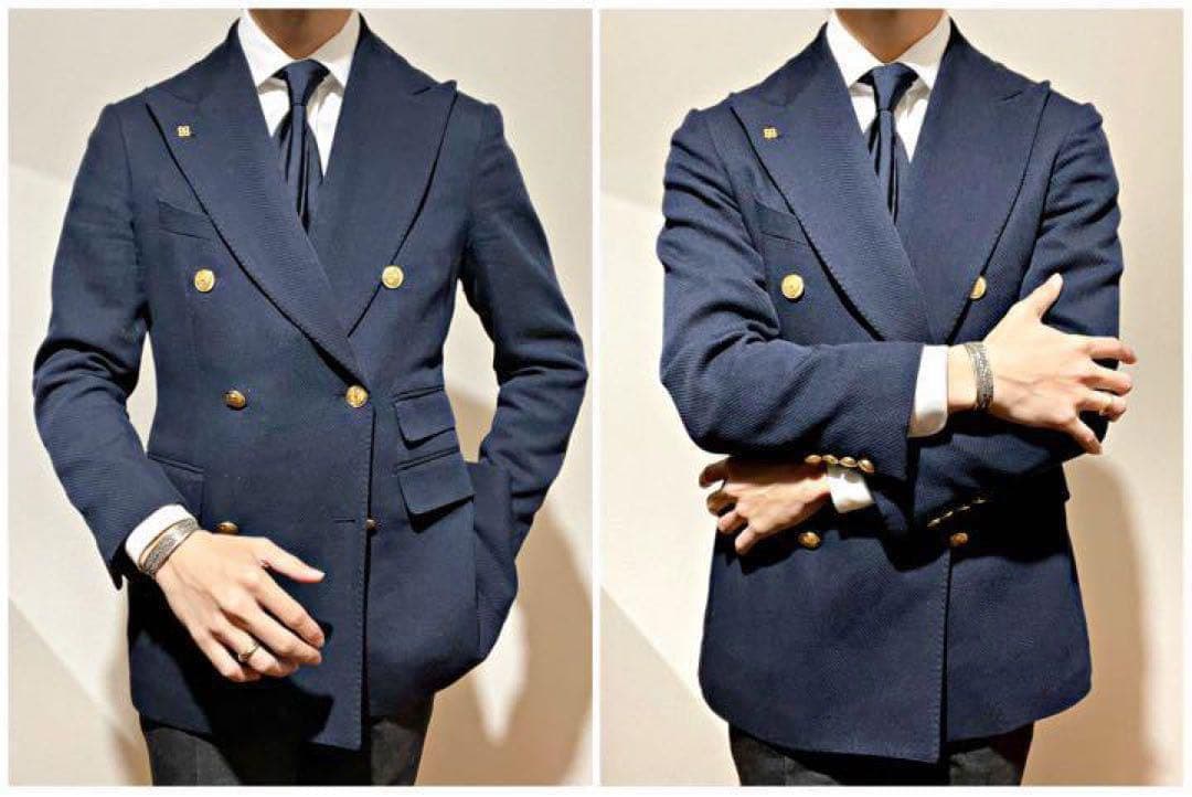 タリアトーレ⭐️ブリッラ別注⭐️46⭐️ネイビーダブルブレザー　ホップサック金ボタン