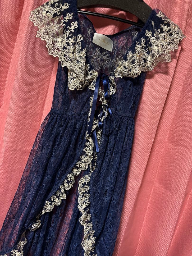 試着のみ　アトリエピエロ　フィッシュテールレースジレ　ネイビー　ゴスロリ