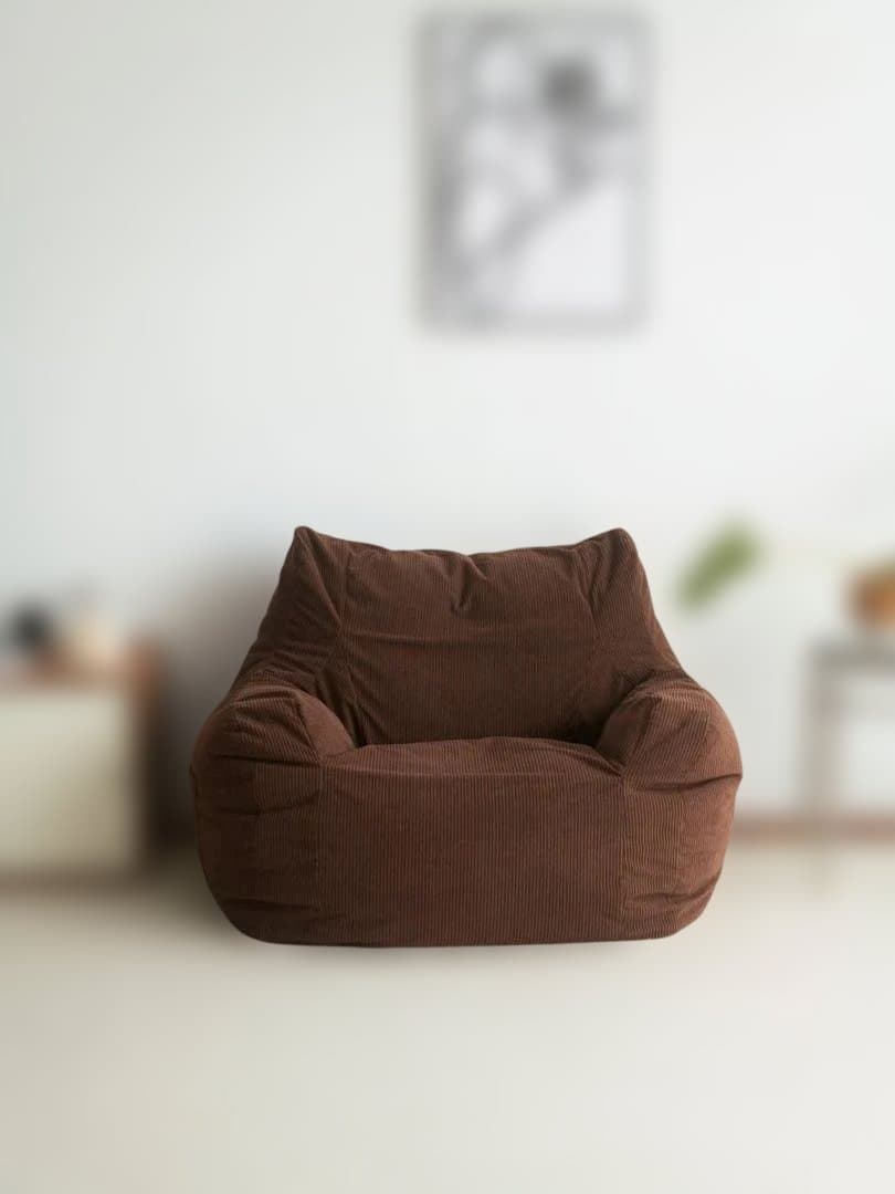 LOOSY 1人掛け ソファ ビーズクッション　オットマン付き ダークブラウン
