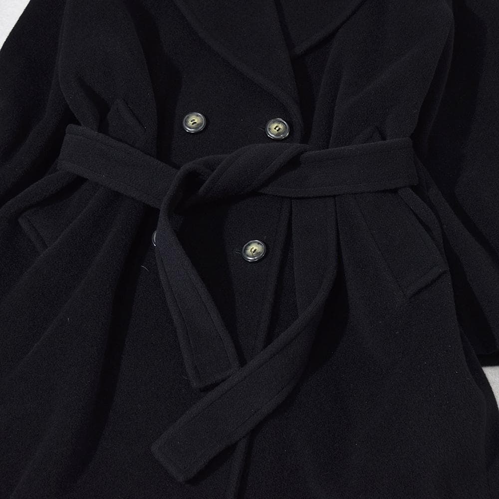 イタリア製 Max Mara マリナリナルディ カシミヤ混 ベルテッドコート 黒