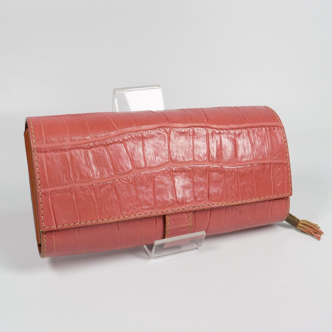 希少美品✨フェリージ 長財布 3005 コロコロ クロコ型押し レザー ピンク