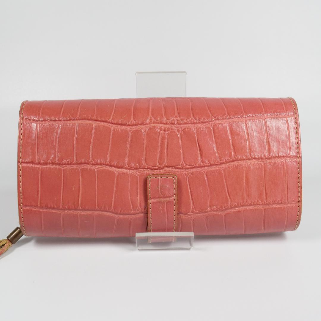 希少美品✨フェリージ 長財布 3005 コロコロ クロコ型押し レザー ピンク