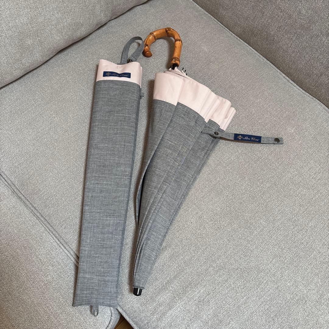 芦屋ロサブラン２段折り畳み日傘 グレーとピンク美品