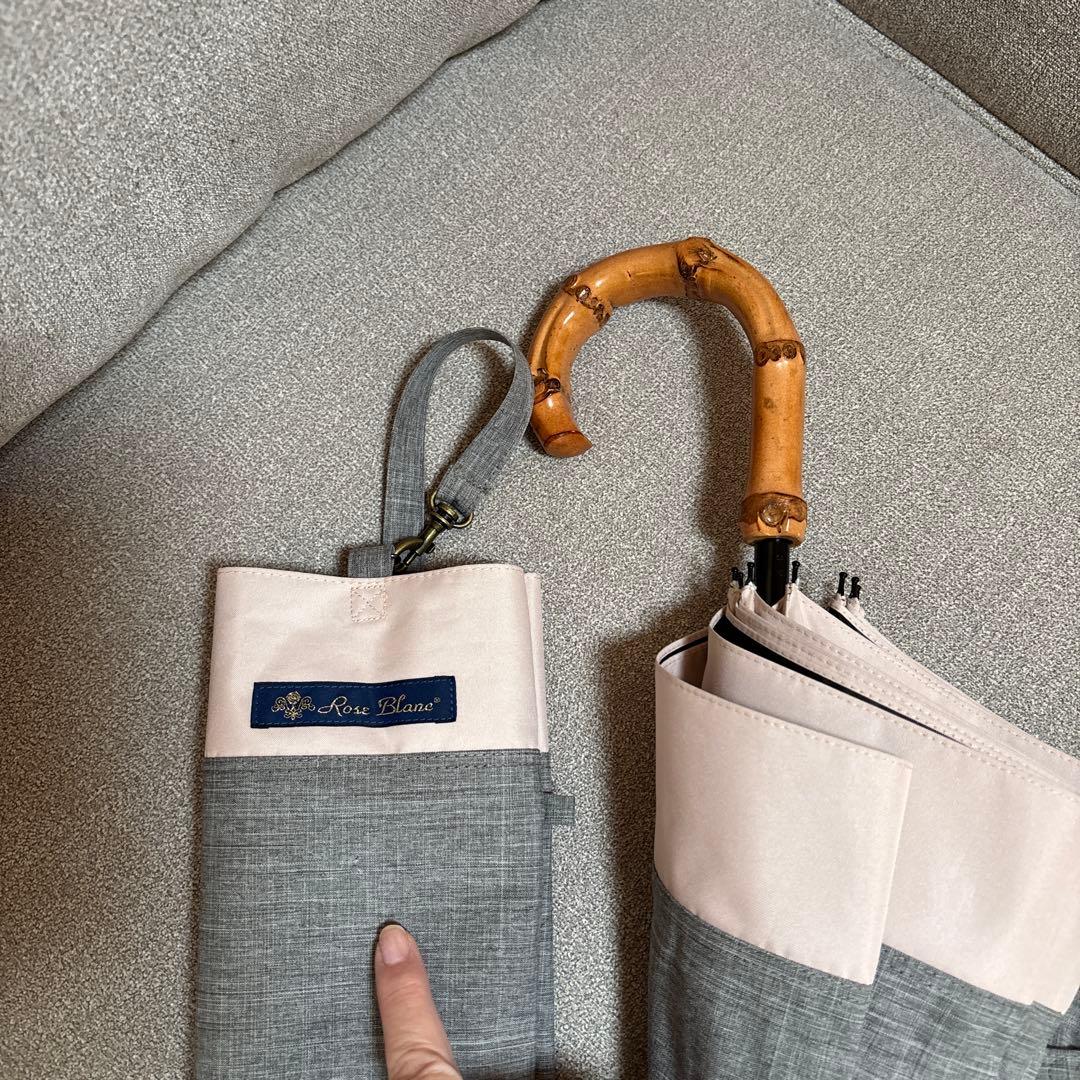 芦屋ロサブラン２段折り畳み日傘 グレーとピンク美品