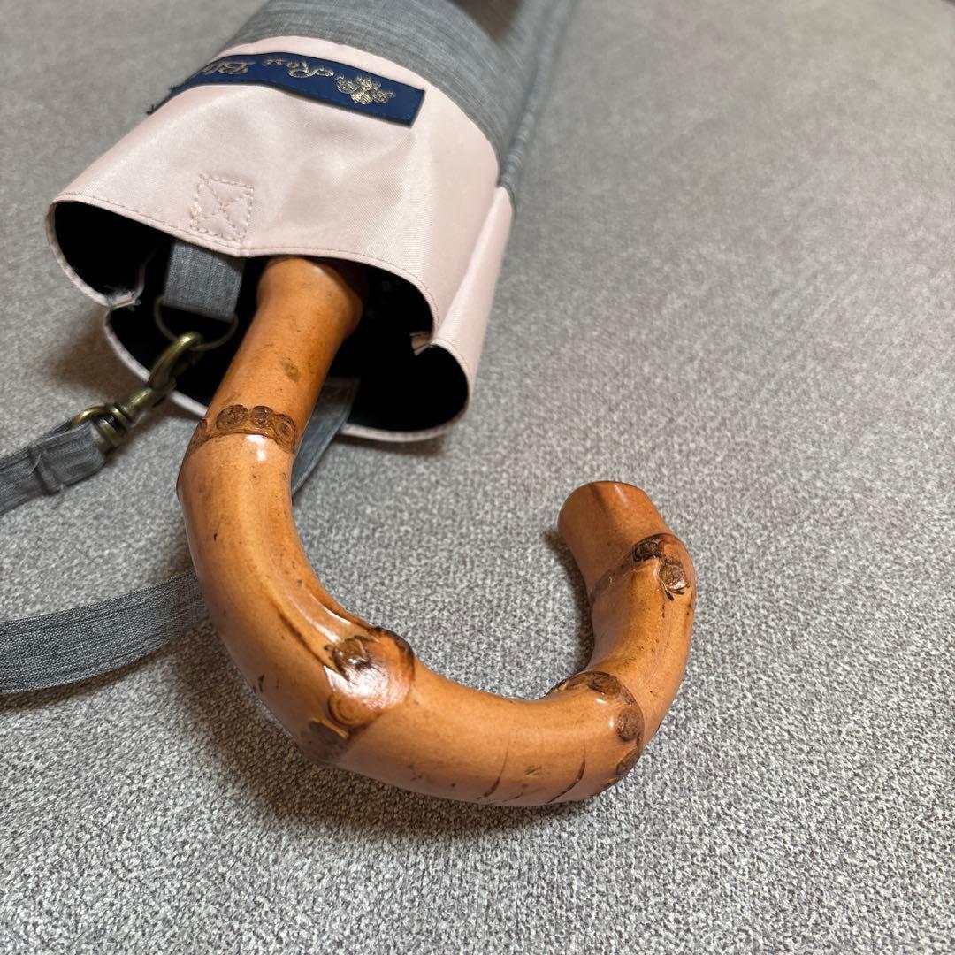 芦屋ロサブラン２段折り畳み日傘 グレーとピンク美品