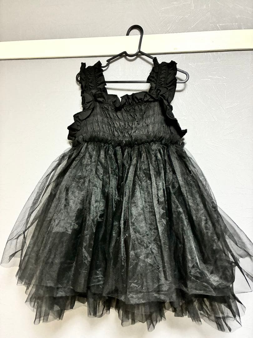 perna ペルナ　フリルチュールワンピース　ブラック