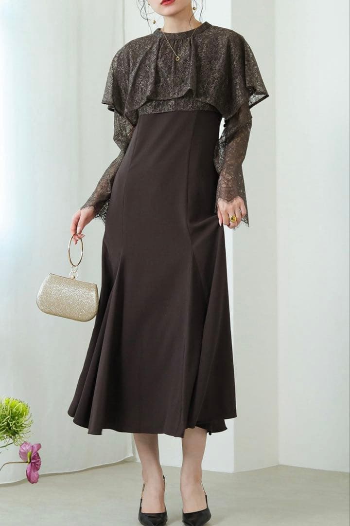 さ*た様 kana ドレス 参列ドレス お呼ばれドレス ボレロ付き ブラウン