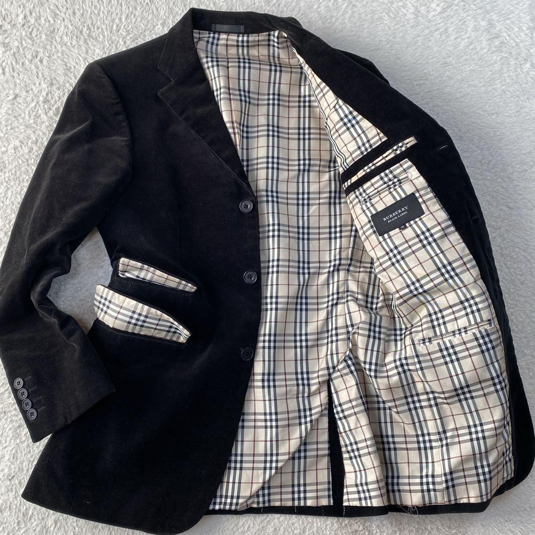 【美品】バーバリーブラック テーラードジャケット コーデュロイ ノバチェック M