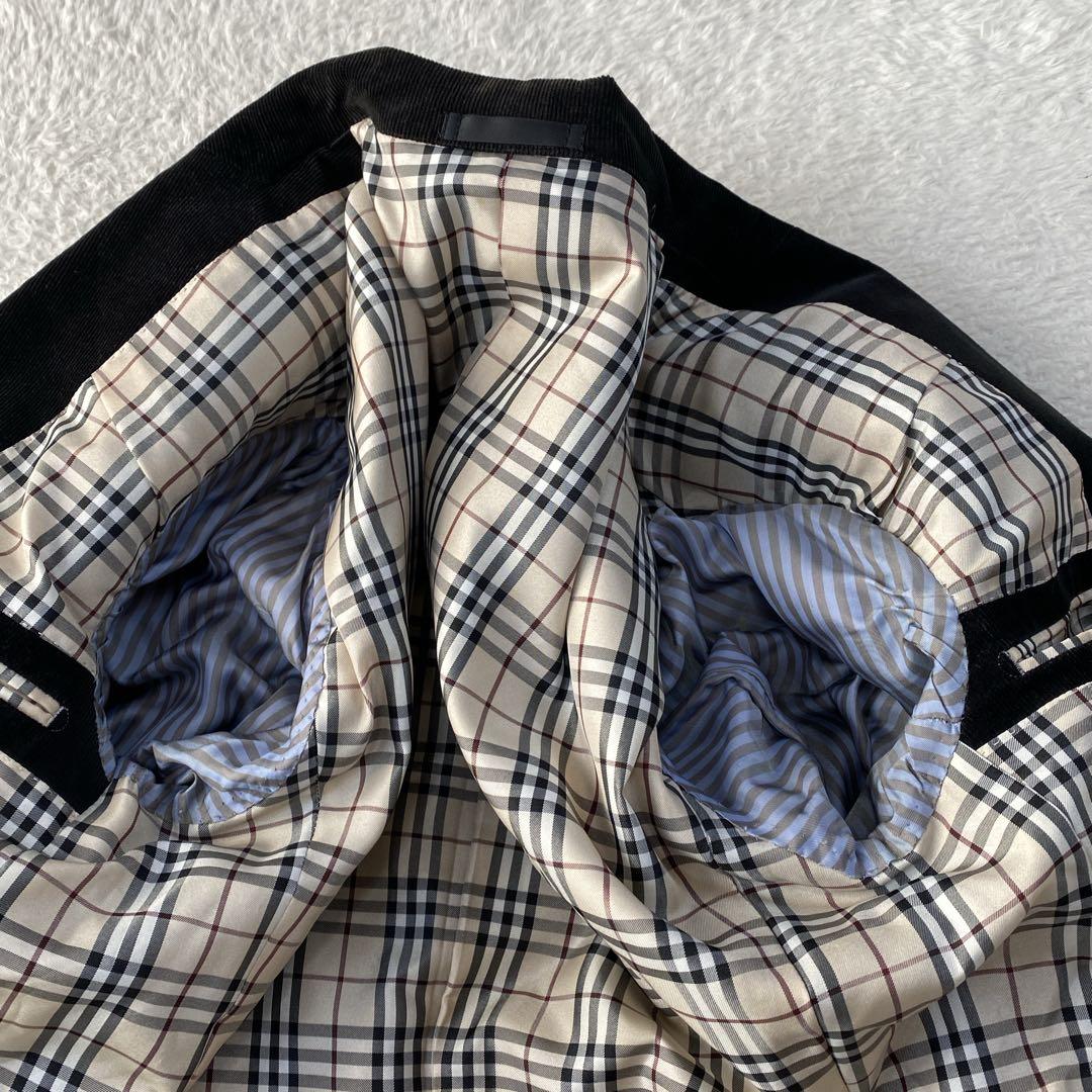 【美品】バーバリーブラック テーラードジャケット コーデュロイ ノバチェック M