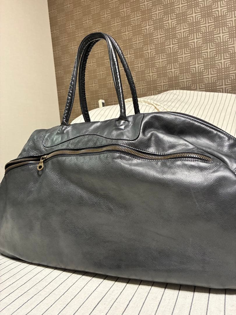 ジャスエムビー　黒レザーボストンバッグ ラージ 特大　ブラック