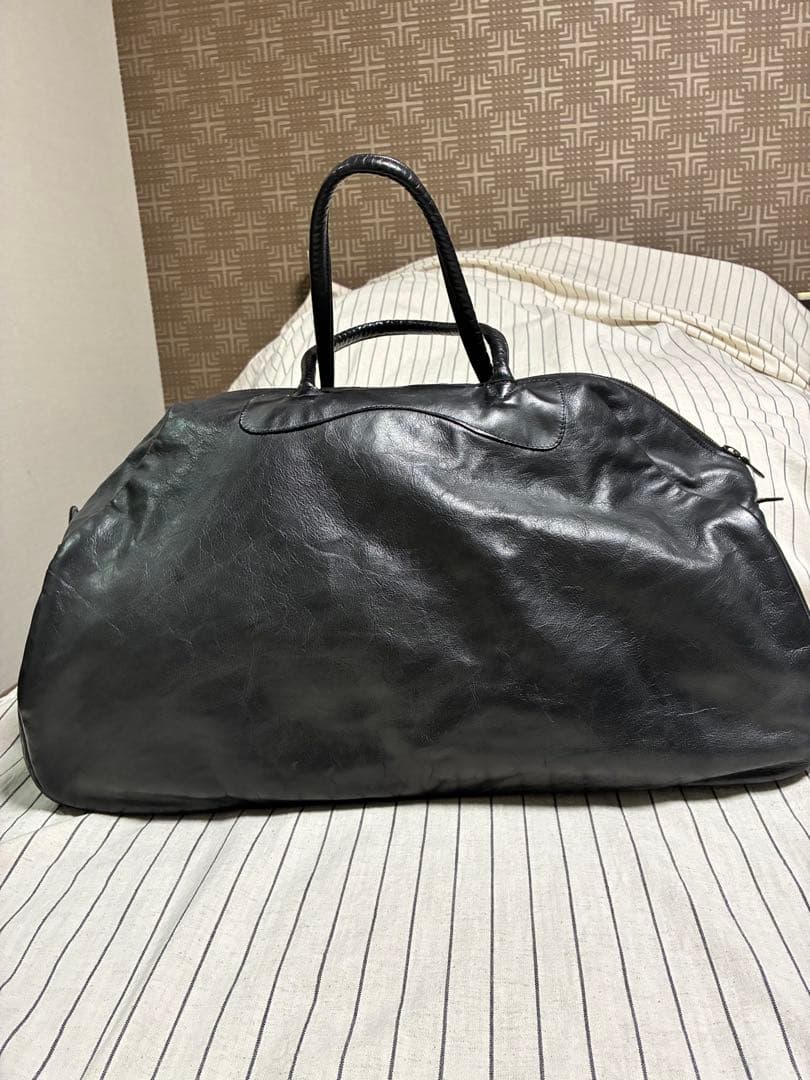 ジャスエムビー　黒レザーボストンバッグ ラージ 特大　ブラック