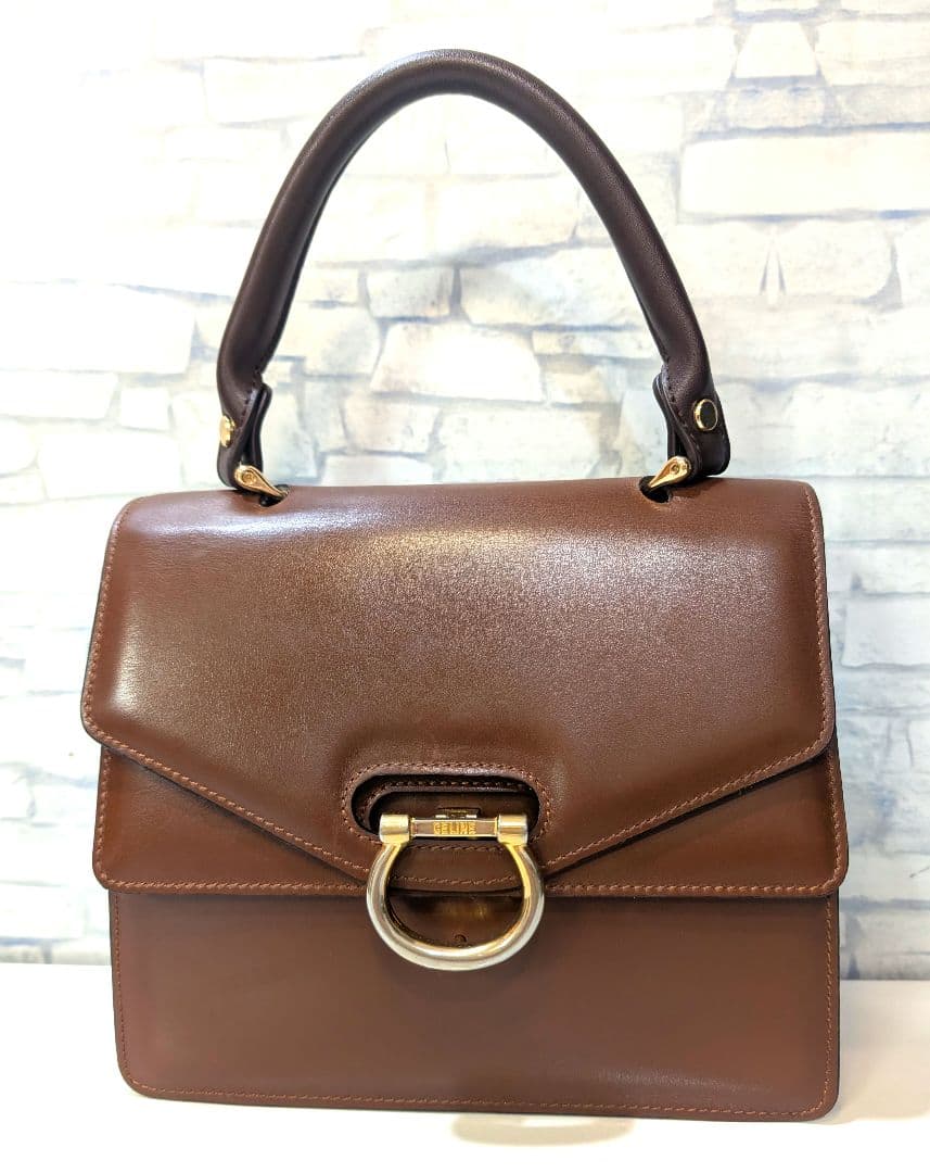 美品♥希少♥セリーヌ ハンドバッグ レザー ガンチーニ フォーマル CELINE