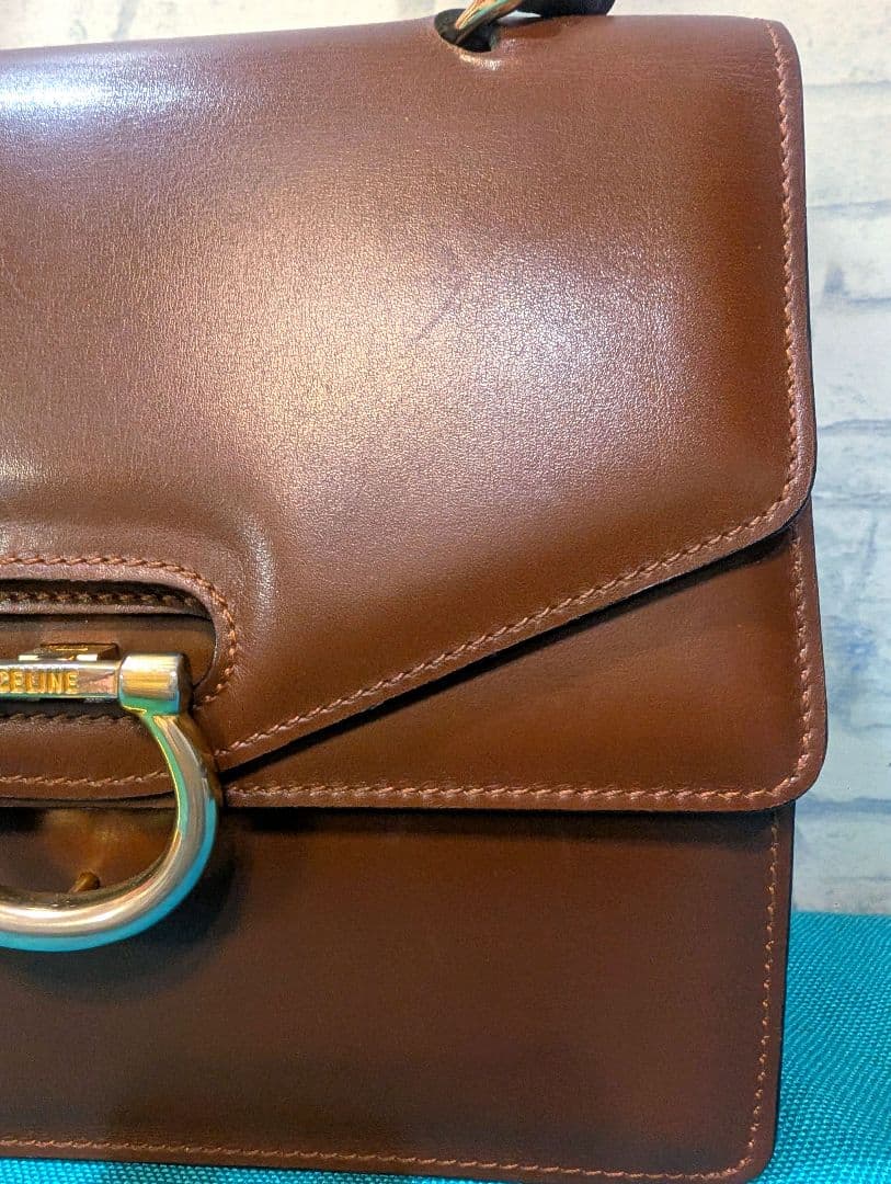 美品♥希少♥セリーヌ ハンドバッグ レザー ガンチーニ フォーマル CELINE