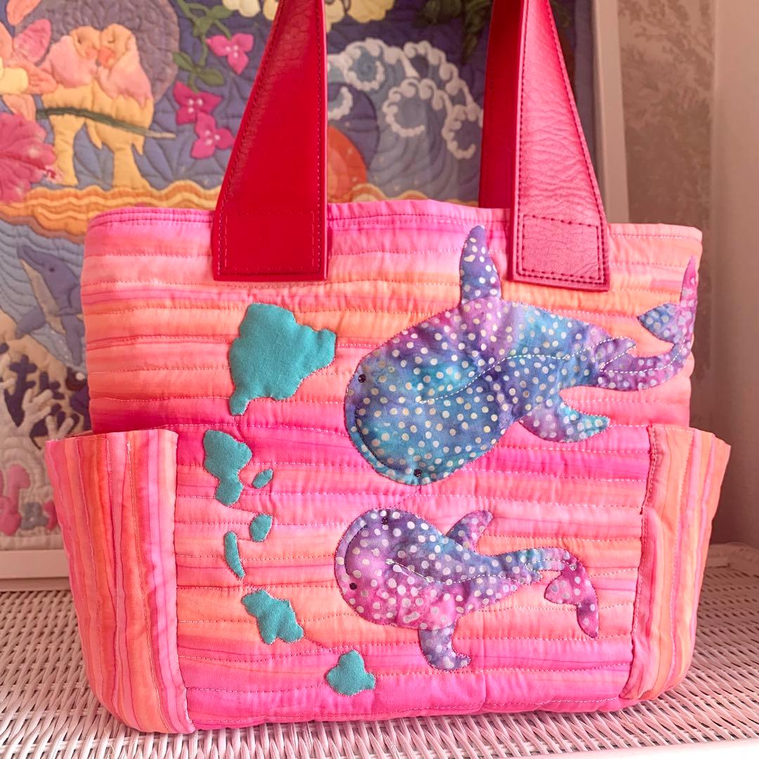 ハワイアンキルト　バッグ　うみがめの楽園　珊瑚　オーダー