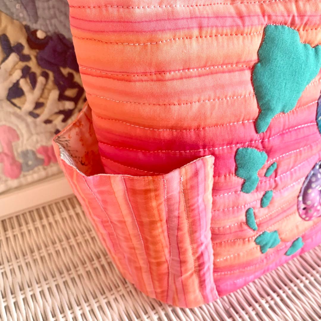 ハワイアンキルト　バッグ　うみがめの楽園　珊瑚　オーダー