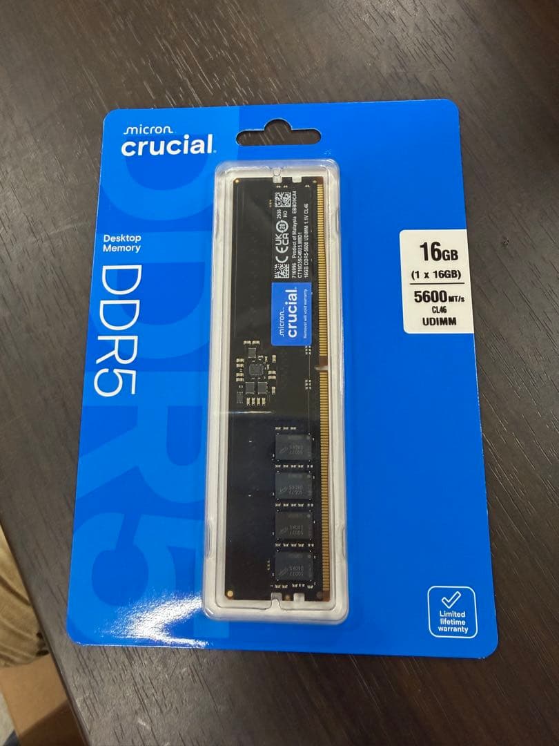 未開封 クルーシャル DDR5 16GB メモリ 5600MT/s UDIMM
