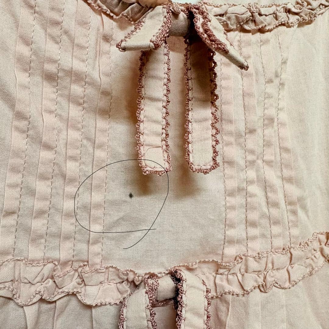 美品　PINKHOUSEピンクハウス ローンフリルチュニック　リボンつき