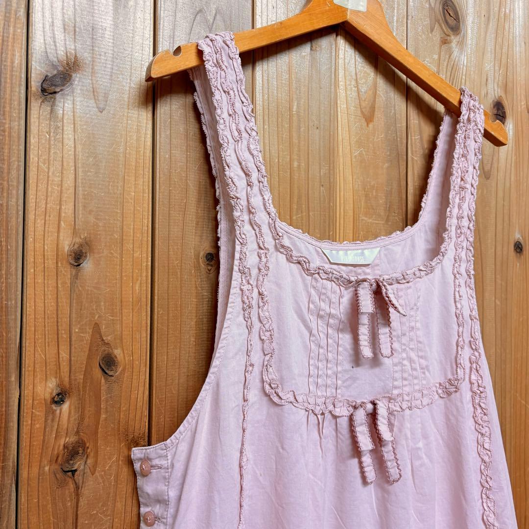 美品　PINKHOUSEピンクハウス ローンフリルチュニック　リボンつき