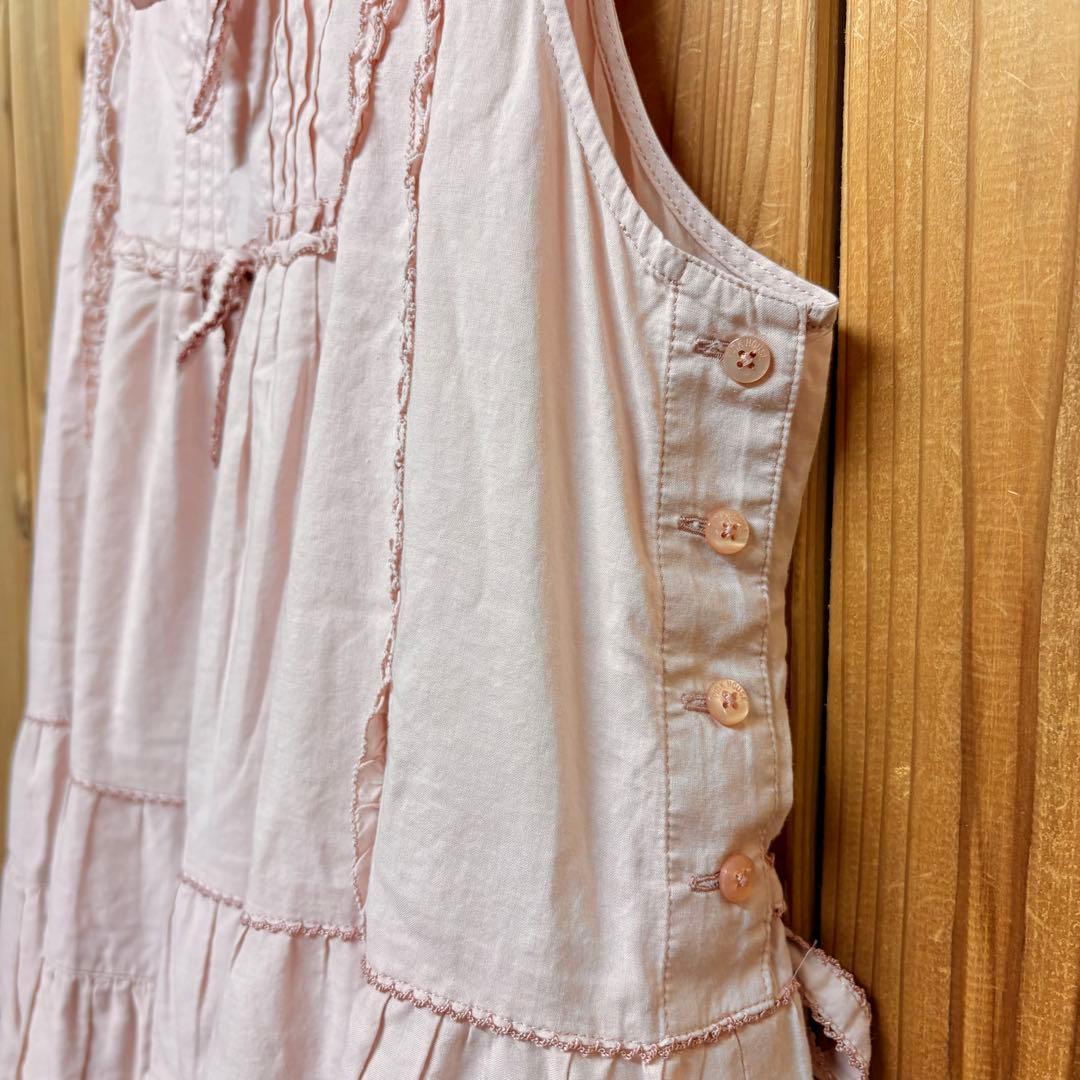 美品　PINKHOUSEピンクハウス ローンフリルチュニック　リボンつき