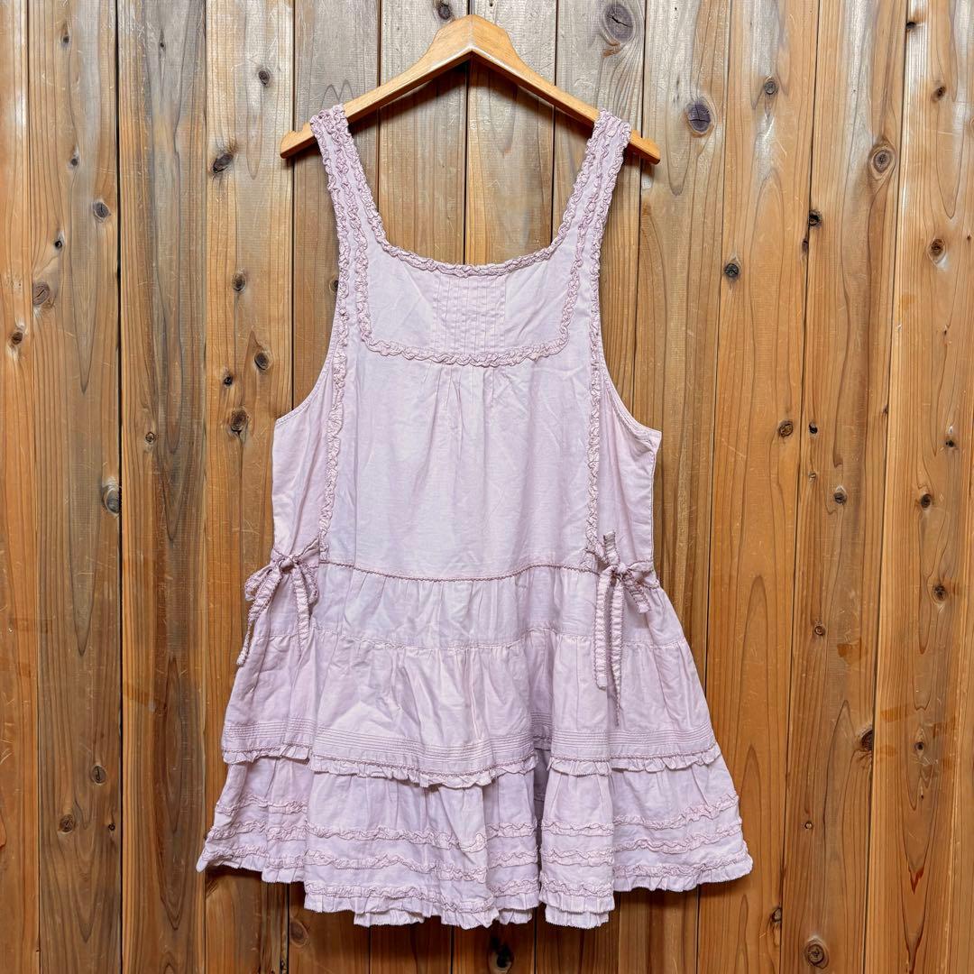 美品　PINKHOUSEピンクハウス ローンフリルチュニック　リボンつき