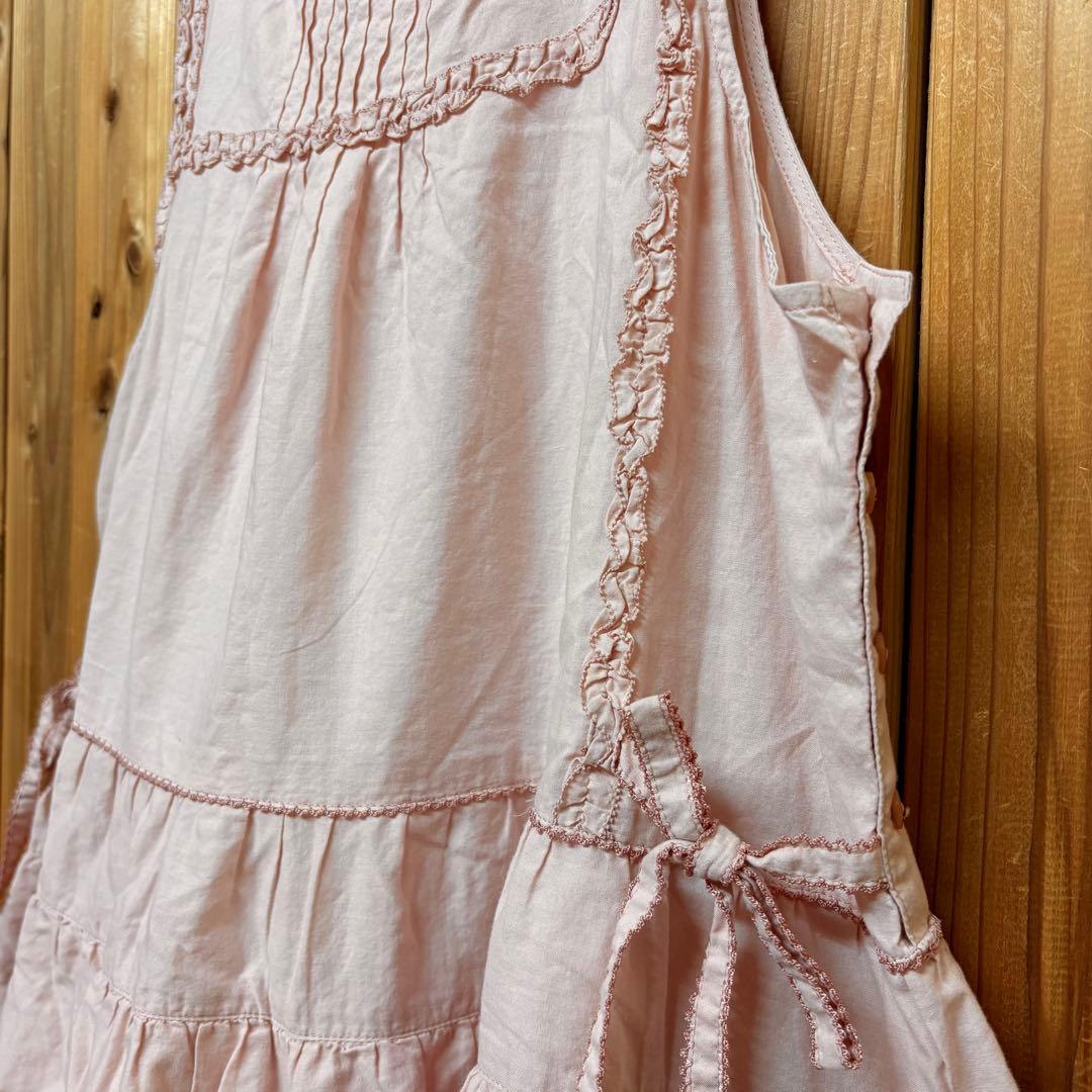 美品　PINKHOUSEピンクハウス ローンフリルチュニック　リボンつき