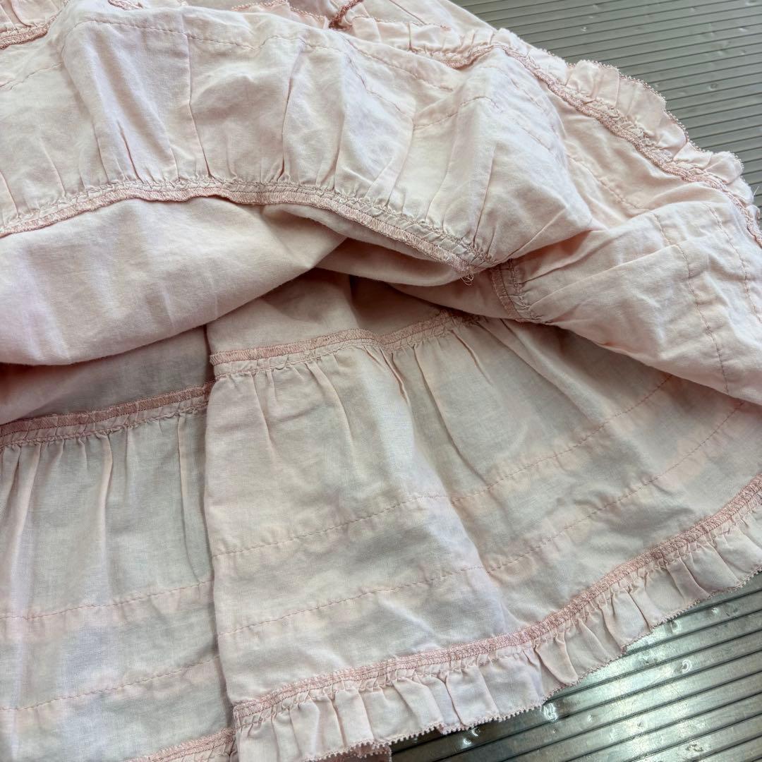 美品　PINKHOUSEピンクハウス ローンフリルチュニック　リボンつき