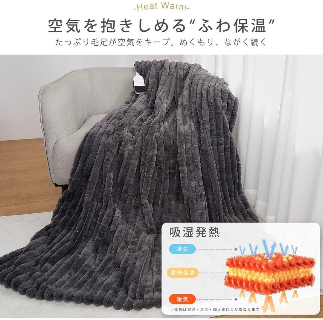 2個セット電気毛布 ふわとろ ラビットファー調 掛け敷き兼用 190×130cm