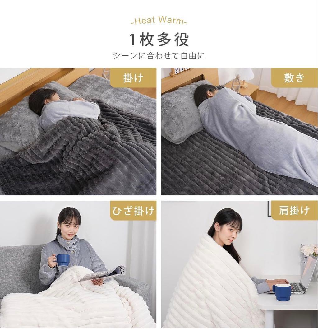 2個セット電気毛布 ふわとろ ラビットファー調 掛け敷き兼用 190×130cm