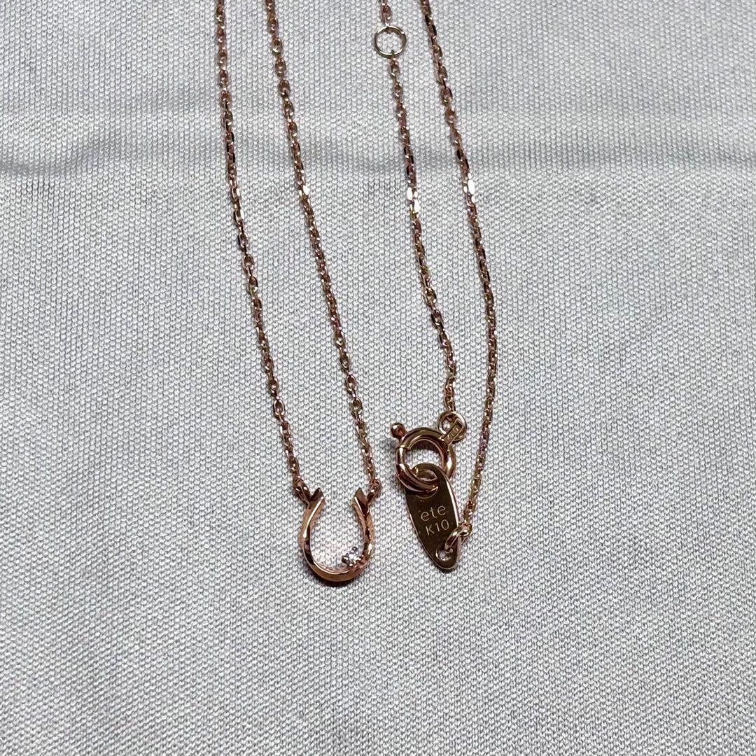ete K10PG ホースシュー ダイヤモンドネックレス ピンクゴールド