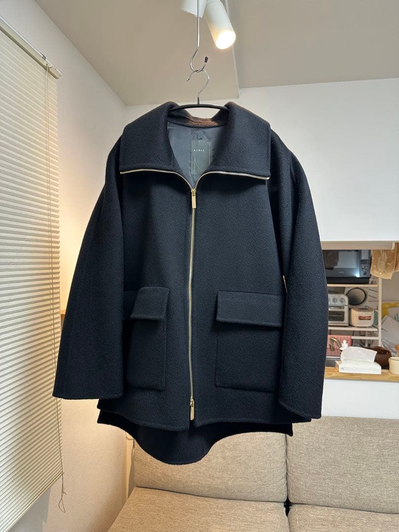 【極美品】NOBLEキャメルミックスリバージップコート