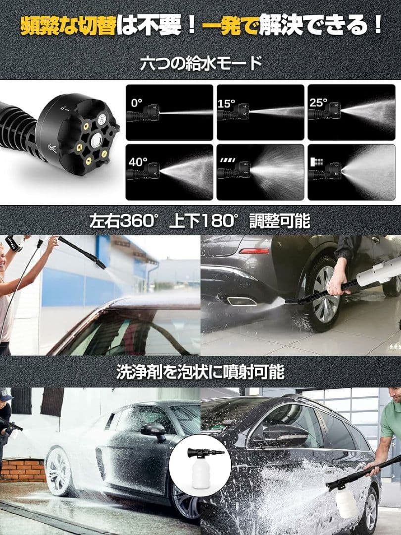 【洗車店監修！】高圧洗浄機 コードレス 充電式 洗車 家庭用
