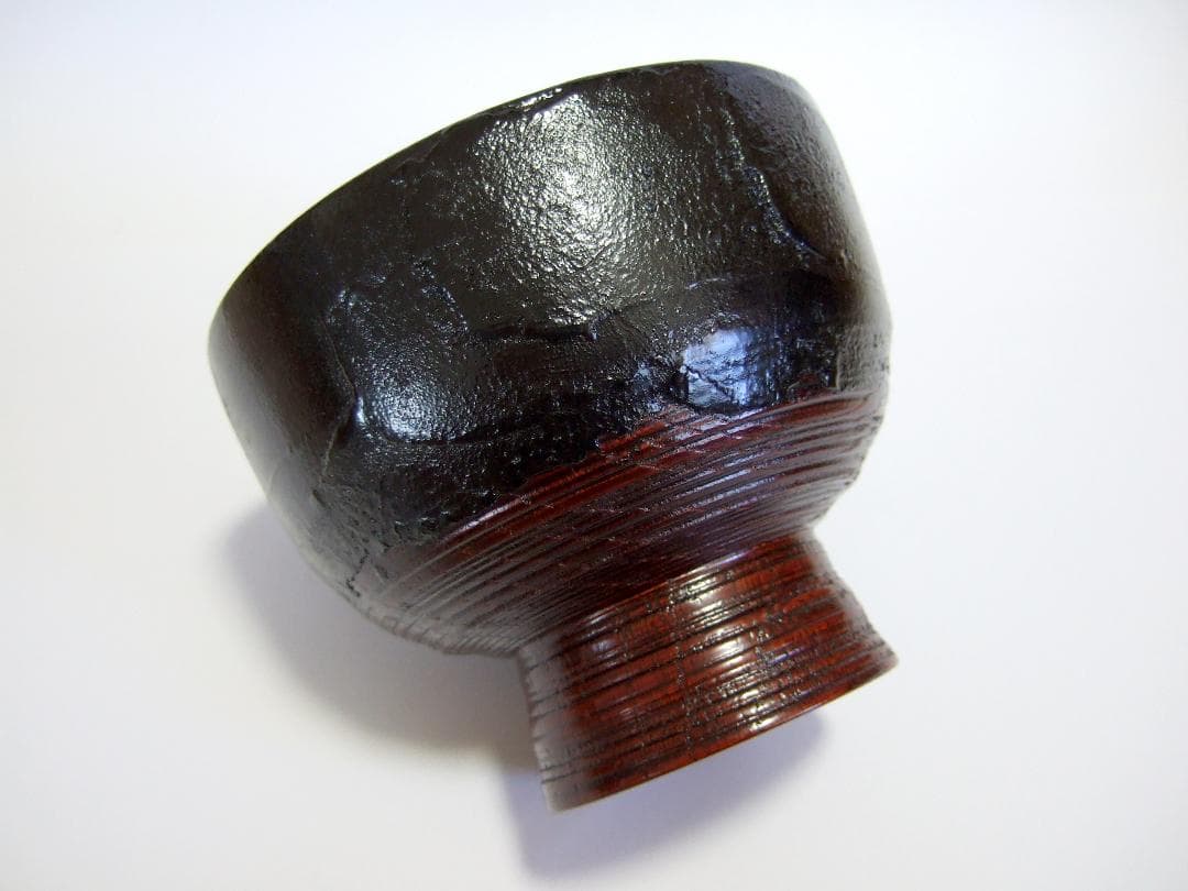 合鹿椀 布着 天然木 削り出し 黒漆 木製漆器 / 輪島塗