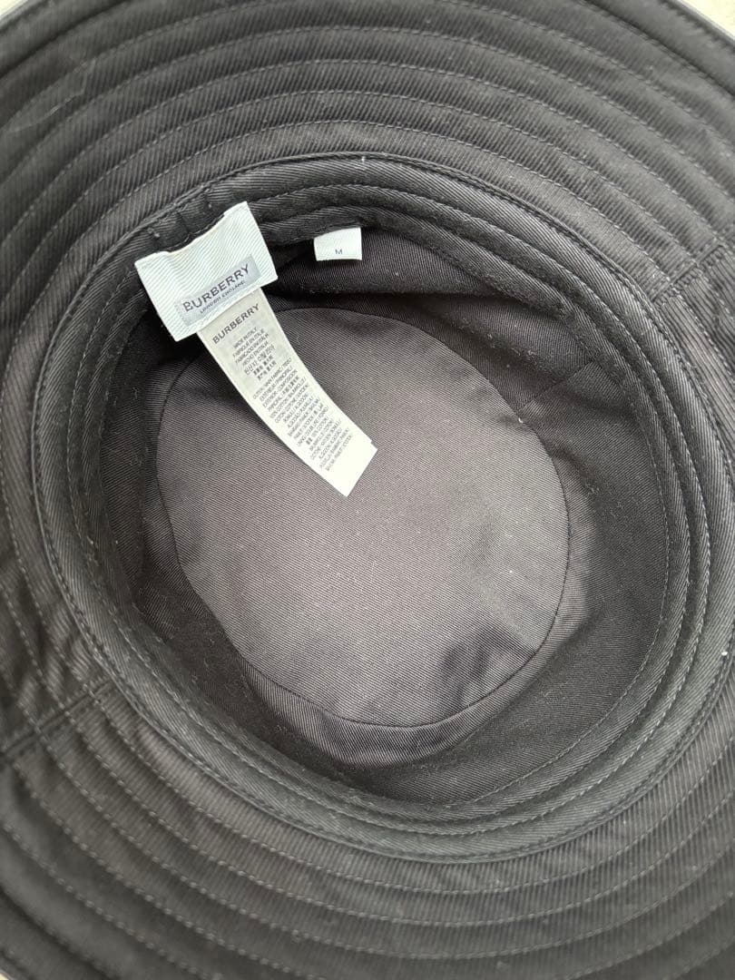 美品✨BURBERRY バーバリー バケットハット 黒 ロゴ バケハ M