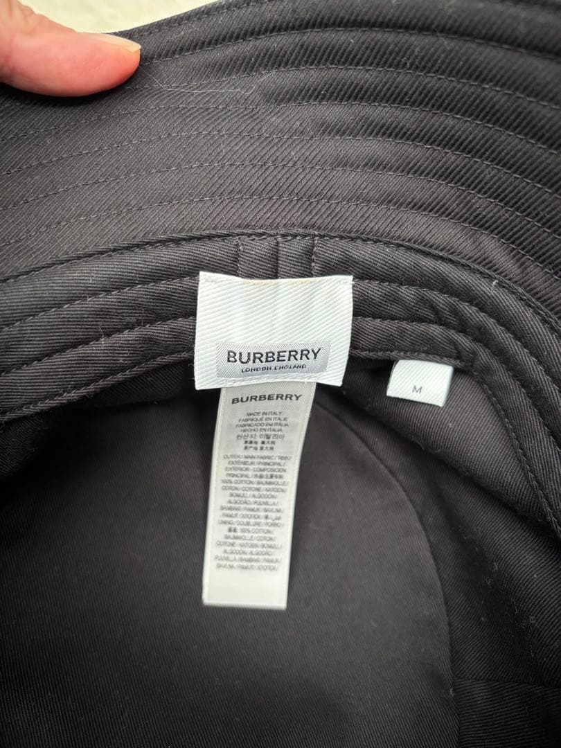 美品✨BURBERRY バーバリー バケットハット 黒 ロゴ バケハ M