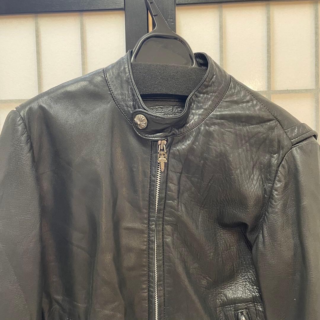 【内張り破れ】クロムハーツ レザー シングルライダース レディースM