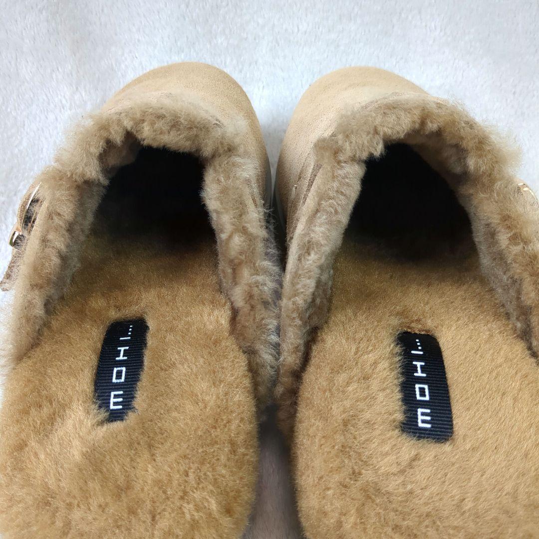 MOHI... モヒ　サボサンダル　ファー　スエード　キャメル　サイズ37