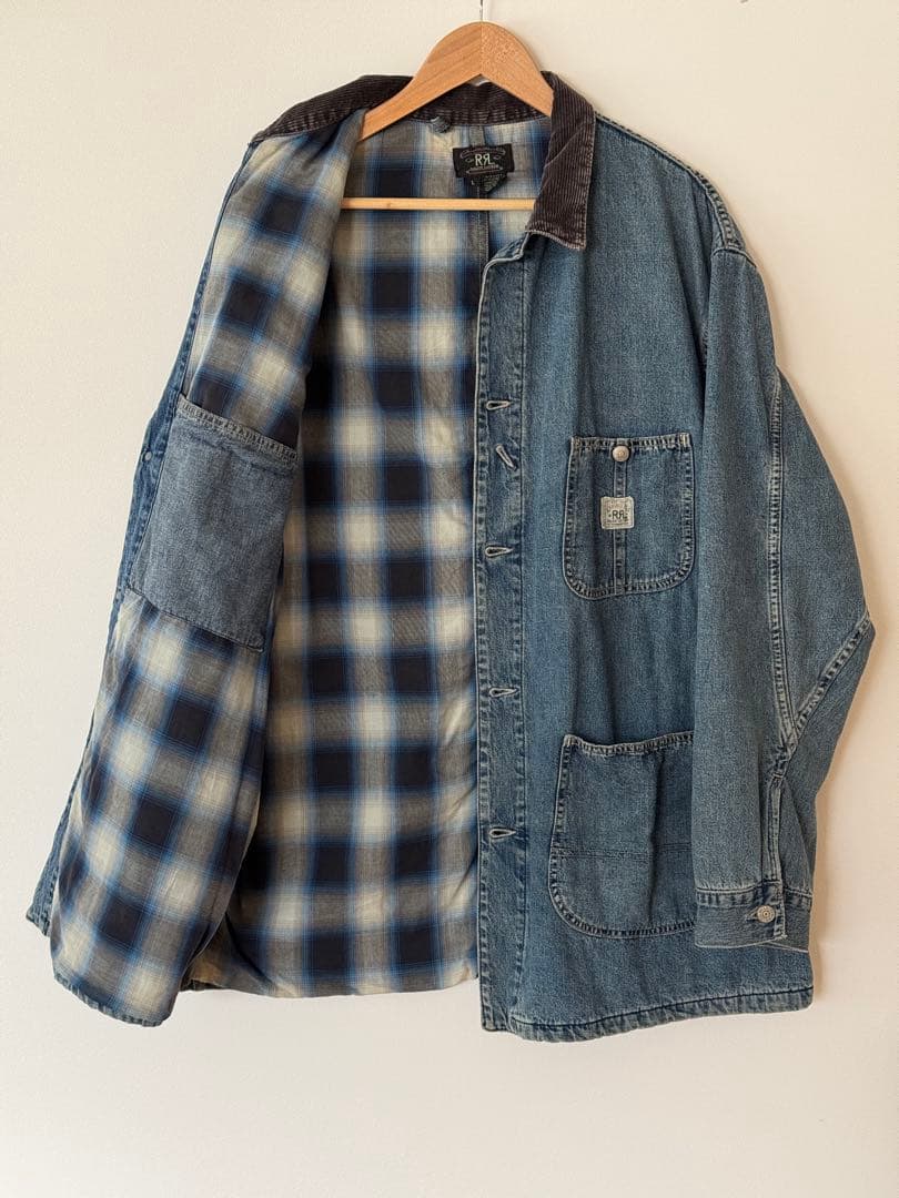 【大人気】RRL ダブルアールエル デニム カバーオール オンブレチェック L